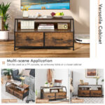 Rustic Brown TV Stand with 2 Drawers and Shelves
