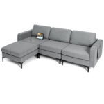 Modular L Shaped Sofa with Chaise USB Ports (4-Seat)