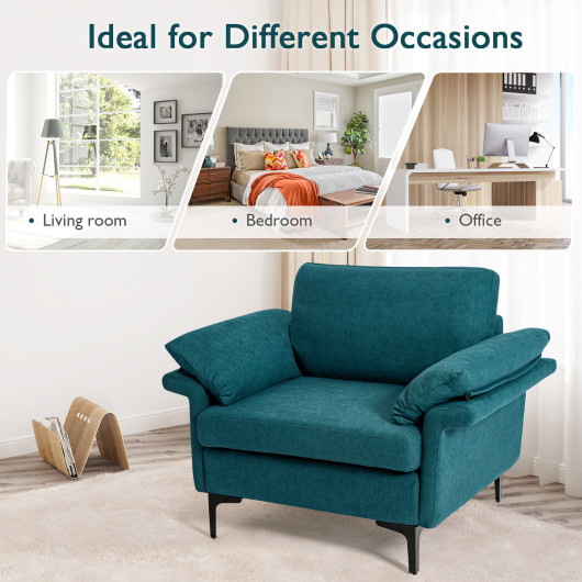 Modern Fabric Accent Chair with Cushions and Metal Legs 6 Modern Fabric Accent Chair with Cushions and Metal Legs - Image 6