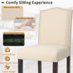 Counter Height Linen Fabric Barstools with Nailhead Trim (Set of 2)