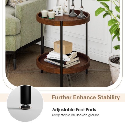 Retro 2 Tier End Table with Bottom Shelf for Storage 5 Retro 2 Tier End Table with Bottom Shelf for Storage - Image 5