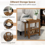 Compact 2 Tier End Table with Tray and Wood Legs 13 Compact 2 Tier End Table with Tray and Wood Legs