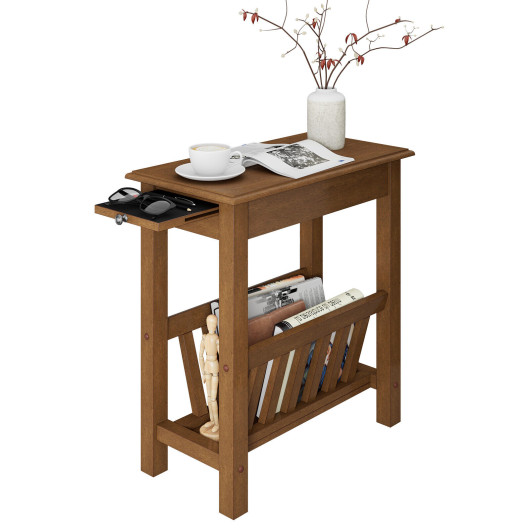 Compact 2 Tier End Table with Tray and Wood Legs 7 Compact 2 Tier End Table with Tray and Wood Legs - Image 7