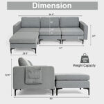 Modular L Shaped Sofa with Chaise USB Ports (4-Seat)