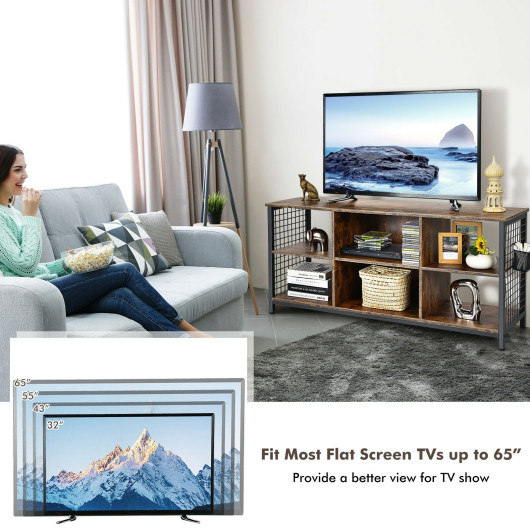 Industrial Wooden TV Stand with Storage for TVs up to 65 Inch 6 Industrial Wooden TV Stand with Storage for TVs up to 65 Inch - Image 6