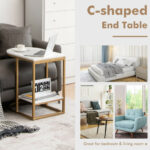 C Shaped End Table with Faux Marble Top and Shelf 14 C Shaped End Table with Faux Marble Top and Shelf
