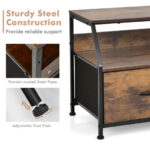 Rustic Brown TV Stand with 2 Drawers and Shelves