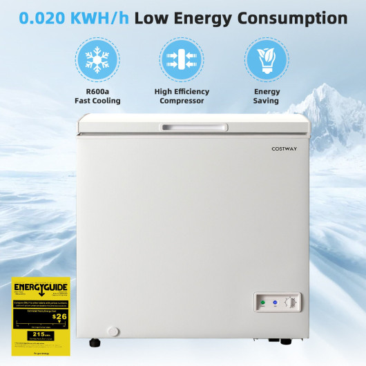 Compact 5 Cu Ft Chest Freezer with Basket and Wheels
