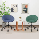 Adjustable Swivel Linen Accent Chair with Round Back