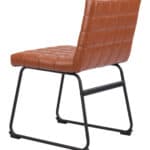 Brown Tufted Faux Leather Dining Chair Steel Frame (Set of 2)