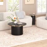 Multicolor Marble and Steel Round Side Table