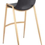 Mid-Century Modern Black and Gold Barstools with Footrest (Set of 2)
