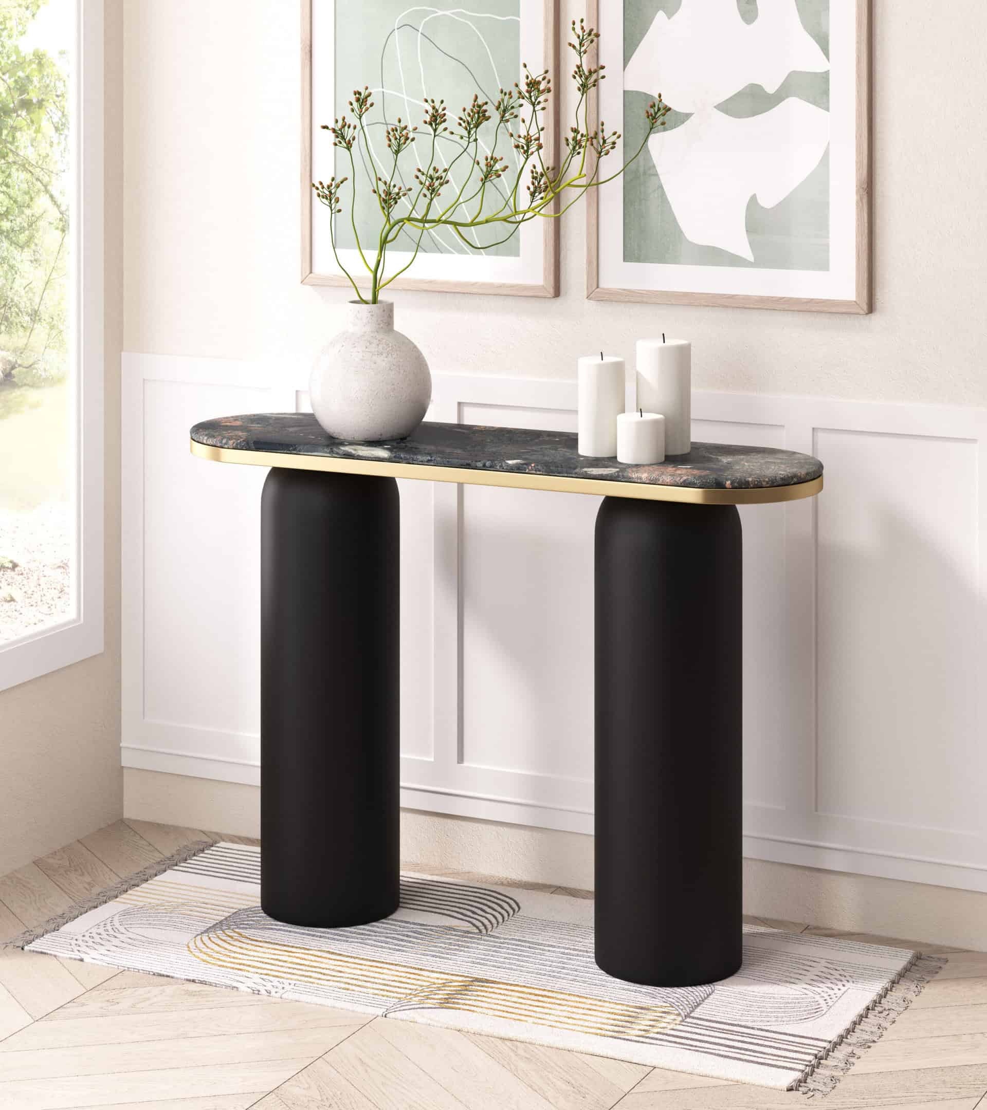 Modern Marble Top Console Table with Steel Legs for Entryways 10 Modern Marble Top Console Table with Steel Legs for Entryways
