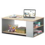 Modern Coffee Table with Storage Shelves for Living Room