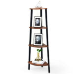 Industrial 4 Tier Corner Shelf Space-Saving Metal Storage Rack
