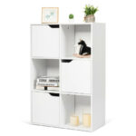 Modern 6-Cube Storage Cabinet with Open and Enclosed Shelves
