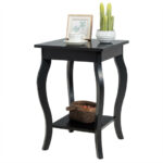 Curved Leg MDF Side Table with Display Shelf Black