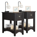 Retro Narrow End Table with Drawer and Shelf (Set of 2) 10 Retro Narrow End Table with Drawer and Shelf (Set of 2)