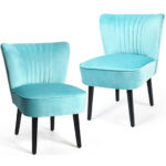 Modern Upholstered Armless Leisure Chairs with Wood Legs (Set of 2) 11 Modern Upholstered Armless Leisure Chairs with Wood Legs (Set of 2)