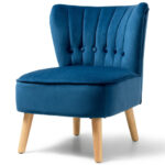 Velvet Armless Accent Chair with Tufted Cushion and Wood Legs 13 Velvet Armless Accent Chair with Tufted Cushion and Wood Legs