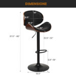Adjustable Swivel PU Leather Bar Stools with Footrest (Set of 2)