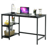 47 Inch Black Computer Desk with Adjustable Shelf 17 47 Inch Black Computer Desk with Adjustable Shelf