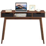 Modern Computer Desk with Drawers, Shelf, and Solid Wood Legs 21 Modern Computer Desk with Drawers, Shelf, and Solid Wood Legs