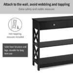 Modern Console Table with Drawer and Shelves for Entryway