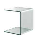 Tempered Glass U-Shaped End Table with Non-Slip Pads