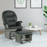 Wood Glider Chair and Ottoman with Cushioned Armrests (Set of 2)