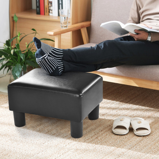 PU Leather Rectangular Ottoman Footstool with Sturdy Wood Frame 6 PU Leather Rectangular Ottoman Footstool with Sturdy Wood Frame - Image 6