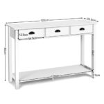 White Wooden Console Table with Drawers and Shelves for Storage