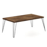 Rustic Wooden Coffee Table with Metal Legs and Large Surface