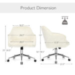 Modern Beige Faux Fur Swivel Office Chair with Armrests
