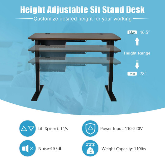 Electric Height Adjustable Sit to Stand Desk with USB Port 2 Electric Height Adjustable Sit to Stand Desk with USB Port - Image 2