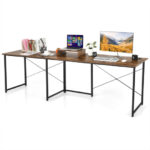 Reversible L-Shaped Long Computer Desk with Monitor Stand (2-Person)