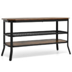 Rustic Brown TV Console Table with 3-Tier Storage Shelves