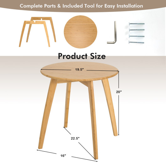 Bamboo Round End Table with Sturdy X-Frame and Waterproof Finish 5 Bamboo Round End Table with Sturdy X-Frame and Waterproof Finish - Image 5
