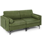 Modular Army Green Loveseat Sofa with Bolsters and Storage