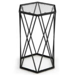 Hexagonal Glass Top End Table with Metal Frame 10 Hexagonal Glass Top End Table with Metal Frame