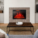 28 Inch Freestanding and Recessed Electric Fireplace with Remote