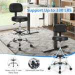 Adjustable Swivel Drafting Chair with Footrest and Rolling Casters