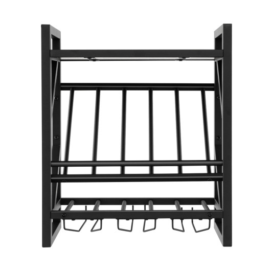 Wall Mounted Wine Rack with Glass Holder for 10 Bottles 3 Wall Mounted Wine Rack with Glass Holder for 10 Bottles - Image 3