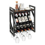 Wall Mounted Wine Rack with Glass Holder for 10 Bottles 12 Wall Mounted Wine Rack with Glass Holder for 10 Bottles