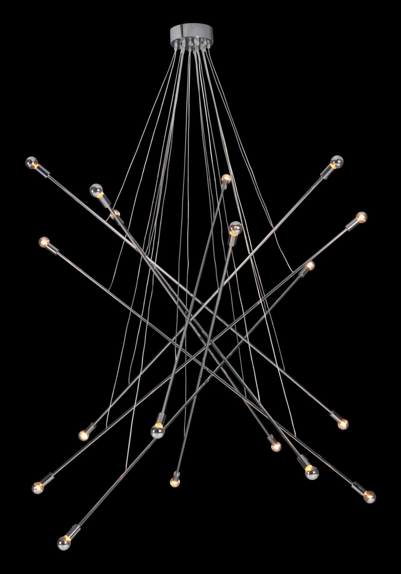Modern Chrome Ceiling Lamp with Elegant Criss-Cross Design and Bulbs 5 Modern Chrome Ceiling Lamp with Elegant Criss-Cross Design and Bulbs - Image 5