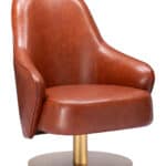 Swivel Faux Leather Accent Chair with Brushed Base and Armrests 12 Swivel Faux Leather Accent Chair with Brushed Base and Armrests