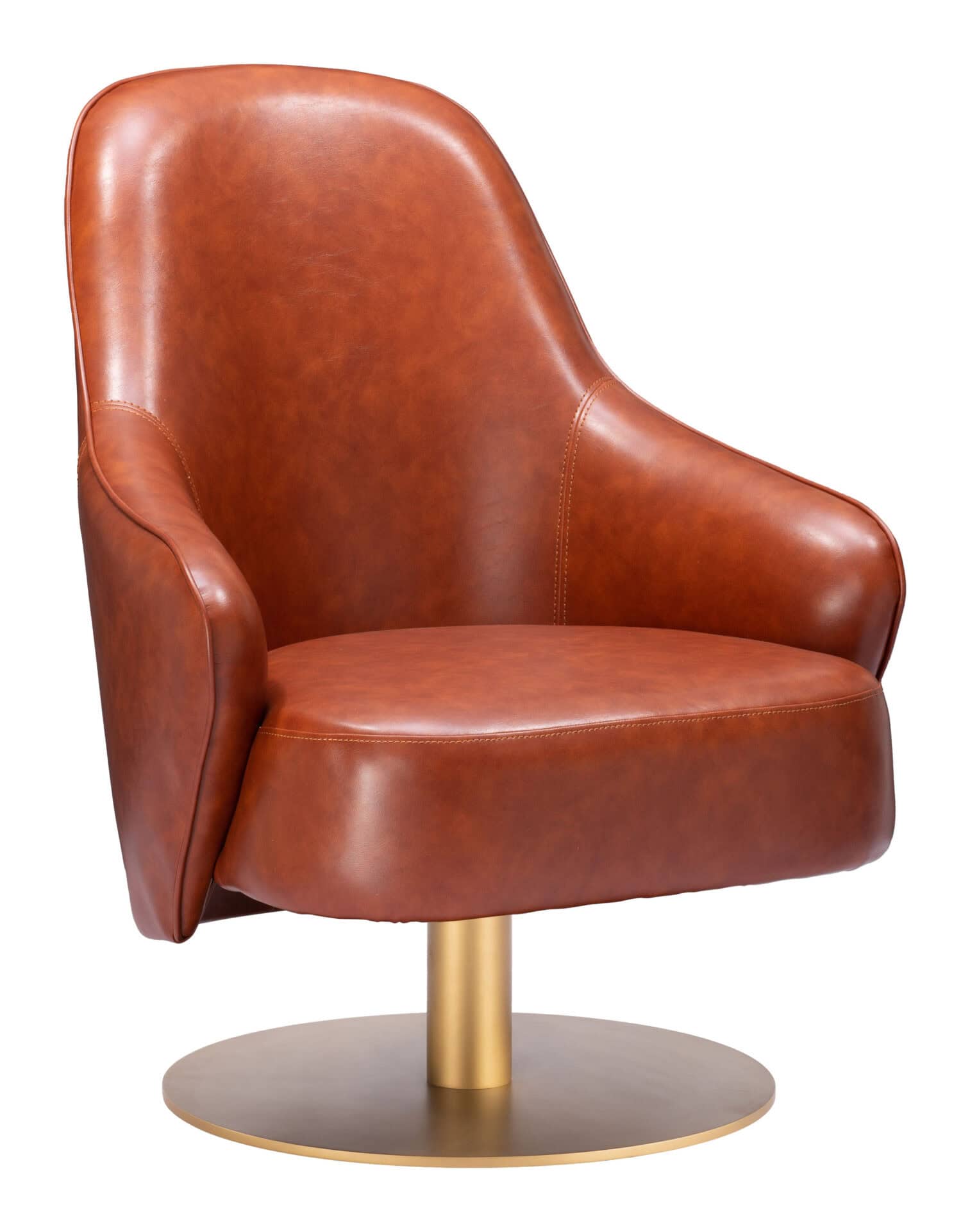 Swivel Faux Leather Accent Chair with Brushed Base and Armrests 6 Swivel Faux Leather Accent Chair with Brushed Base and Armrests - Image 6