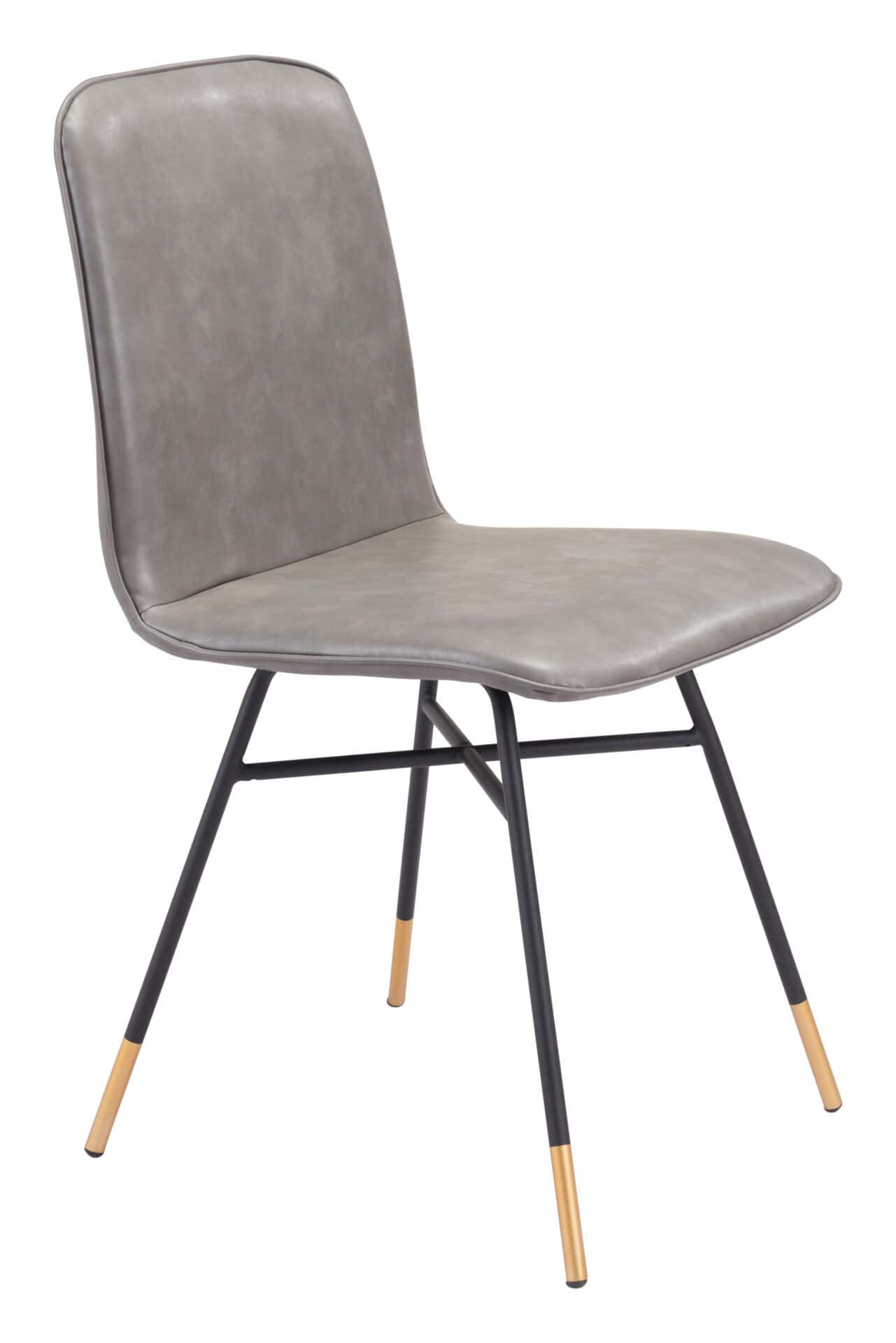 Gray Faux Leather Dining and Accent Chair with Gold Tips (Set of 2) 3 Gray Faux Leather Dining and Accent Chair with Gold Tips (Set of 2) - Image 3