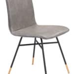 Gray Faux Leather Dining and Accent Chair with Gold Tips (Set of 2) 11 Gray Faux Leather Dining and Accent Chair with Gold Tips (Set of 2)