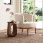 Walnut Mango Wood Round Side Table with Modern Glam Design